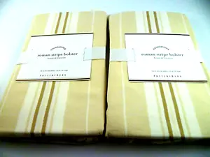 2 CUBIERTAS DE REFUERZO DE ALMOHADA DE GRANERO DE CERÁMICA A RAYAS ROMANAS 8X30 CREMA MARFIL BRONCEADO - Imagen 1 de 5