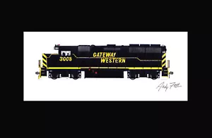 Gateway Western GP40 #3008 11"x17" stampa opaca firmata Andy Fletcher - Foto 1 di 1