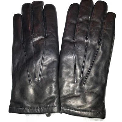 Grandoe Rabbit Fur Lined Leather Gloves,Black, Medium - Image 1 of 3