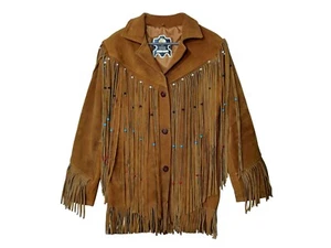 Soft Brown Suede Leather Fringe Jacket for Women Bohemian Cowgirl Retro Fashion - Picture 1 of 9