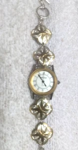 Montana Silversmiths Watch Silver Snowflake Gold Center Star Bracelet New Bat EC - Picture 1 of 12