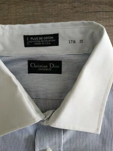 Christian Dior Men's Vintage Striped Button Up Shirt, s. XL (17,5 inches collar) - Picture 1 of 12