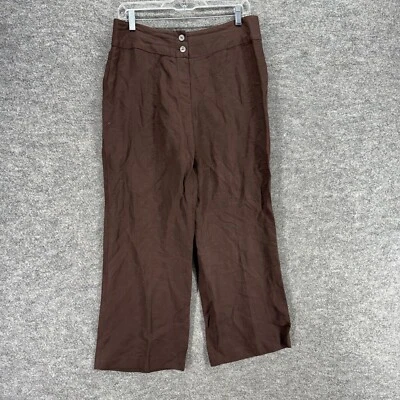 East 5th Pants Women 10P Petite Brown High Rise Pleated Wide Leg Linen Casual - Image 1 of 4
