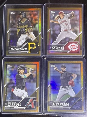 2025 Topps Lids Exclusive x Mitchell & Ness Gold /50 (4) Card lot - Image 1 of 2