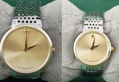 Reloj Pulsera MOVADO Pareja Pareja Cuarzo Funcionamiento Esfera Dorada Banda Acero Foto 1 de 4