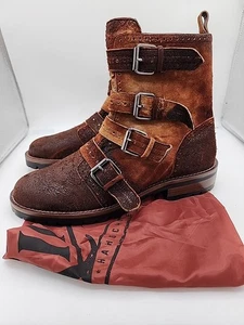 NWOB Corral Women's Distressed Brown Strapped Leather Ankle Boots F1184 SZ 10.5 - Picture 1 of 11