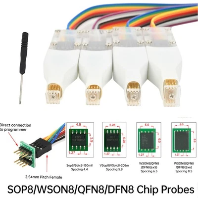 SOP8/WSON8/QDFN8 SPI Adapter Clip Pin Flash on Chip Read＆Write Probe For Program - Image 1 of 4