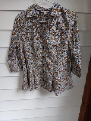 Рубашка Dana Buchman средняя на пуговицах рукав 3/4 плиссированная эластичная карьерный топ пеплум - Изображение 1 из 4