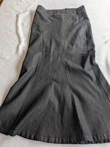 Bisou Bisou Skirt Mermaid Trumpet Jean Denim 8 Dark Blue Maxi No Slit Y2K - Picture 1 of 10