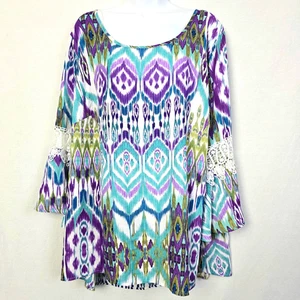 Zac & Rachel Woman Ikat Print Tunic Top 3X - Picture 1 of 6