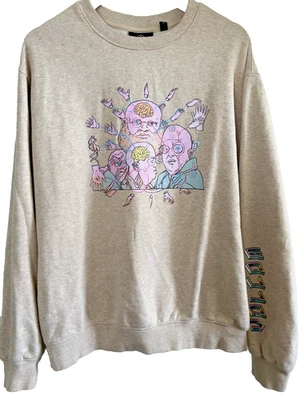 Trippy Volcom Sudadera Feat Reino Unido Artista E Merlín Murray Beige L Suéter Manos Foto 1 de 4