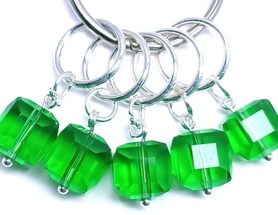 Marcadores de puntada fina MikieLou cubos verdes cristal austriaco ganchillo para tejer Foto 1 de 2