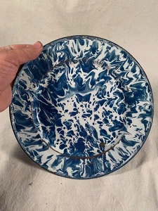 Vintage Cobalt Blue and White GRANITEWARE 10 inch Plate - Picture 1 of 3