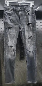 Men’s H&M Divided Black Skinny Jeans Size 32 Distressed With Holes Boys Pants - Picture 1 of 7