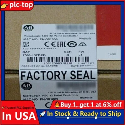 New AB 1766-L32BXB MicroLogix 1400 32 Point Controller 1766L32BXB US Free Tax - Image 1 of 4