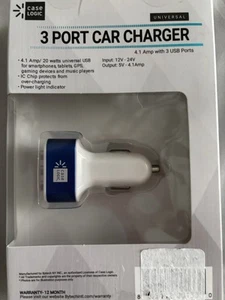 CASE LOGIC 3 USB Ports Car Charger Universal Compatible With Most Devices - Picture 1 of 5