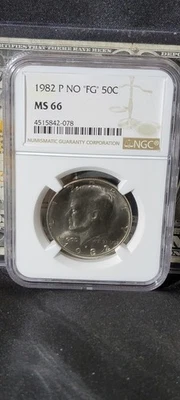 1982 P Kennedy Half Dollar MS 66 NGC Clad 50c NO FG - Image 1 of 2