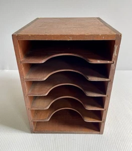 Vintage Wood Desk Office Organizer 6 Tier, Papers, Files, Crafts, Records Etc - Picture 1 of 10