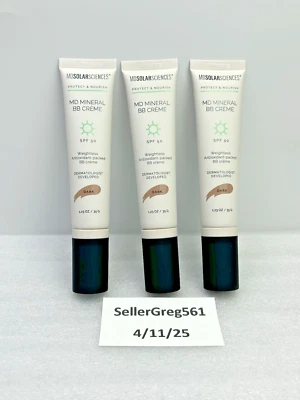 MDSolarSciences MD Mineral BB Cream, FPS 50, oscuro, 1,23 oz, caducidad 06/25 SIN CAJA 3CT Foto 1 de 4