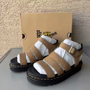 NUOVI sandali Dr Martens Blaire plateau donna taglia 10 pelle nabuk marrone - Foto 1 di 12