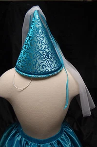 Children's Dress Up Princess Cone Hat, aqua blue/metallic NEW costume - Picture 1 of 5