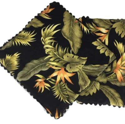2 barkcloth pillow covers tropical bird paradise black rick rack Hawaiian 14" F - Image 1 of 4