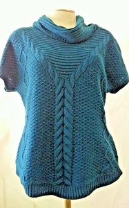 New York & Co Damen Gr. S Pullover türkis Pulli Acryl Wasserfallausschnitt Kurzarm - Bild 1 von 7
