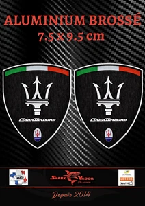 2 autocollants stickers noir aluminium brossé Maserati Granturismo (idéal ailes) - Imagen 1 de 1