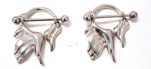 Nipple Shields-PAIR-Eagle Claw 14 Gauge Barbells Steel - Picture 1 of 3