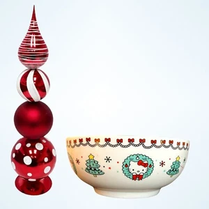Sanrio HELLO KITTY Árbol de Navidad Cereal Sopa Ramen Cuenco RARO - Imagen 1 de 8