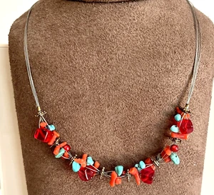 Collar gargantilla de plata de ley y cuentas con racimo multicolor - Imagen 1 de 4