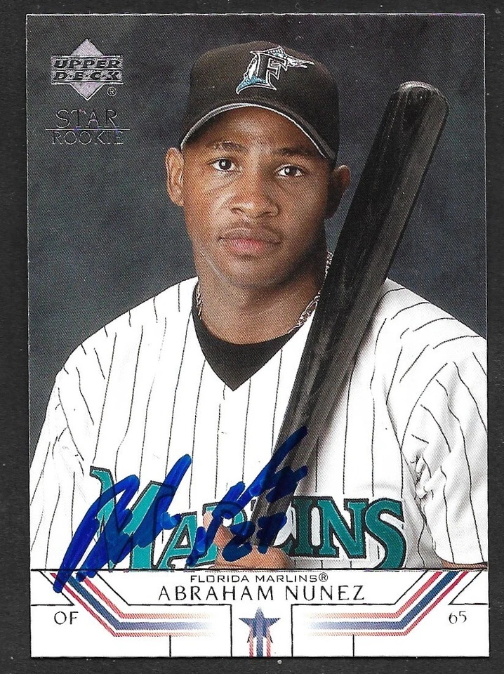 2001 UD #20  Abraham Nunez  ROOKIE  FLORIDA MARLINS  SIGNED AUTOGRAPH AUTO COA - Image 1 of 1