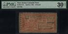 NJ-151  "Extremely Rare"  PMG VF30 £6 April 8, 1762 New Jersey Colonial Currency