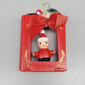 Vintage Wooden Ornament Christmas Noel Book Elf Red  - Picture 1 of 8