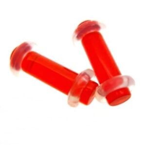 PAIR RED 12G (2MM) PLUGS 1/2" INCH WITH O RINGS NO FLARES PLUG 