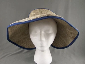 Blue Sun Hat Visor Fold Roll Up Crushable 5" Wide Brim suitcase packable travel - Foto 1 di 5