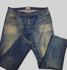 Baldwin Henley Blue Jeans Mens 40x 34 Slim Straight USA Made Stretch Distressed
