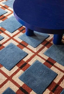 Modern Geometric Area Rug – Hand-Tufted Wool Carpet with 3D Blue Square Design - Picture 1 of 5