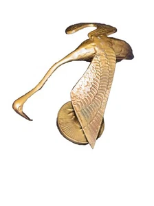 Brass Ibis Figure Crane Heron Sculpture Statue VINTAGE ART solid metal display - Picture 1 of 13