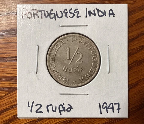 Portuguese India 1947 ½ Rupia Coin (VF-XF) Cover