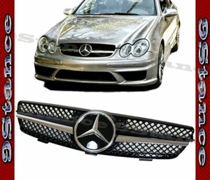 Fit 04-09 W209 CLK Coupe 2DR Model Glossy Black Chrome SDCB Front Hood Grille - Picture 1 of 3