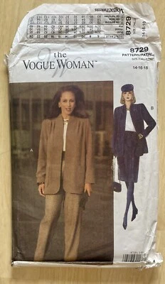 Brand New Vintage Vogue 1993 Blazer Skirt Trousers Suit Sewing Pattern 8729 - Image 1 of 2