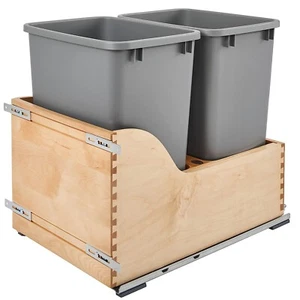 Rev-A-Shelf 4WCSC-1835DM-2 Double 35 Qt Pull Out Kitchen Cabinet Waste Container - Picture 1 of 9