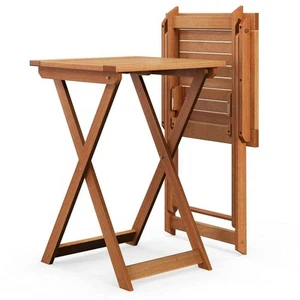 Costway 20 pulgadas Mesa Plegable Patio Madera Dura Exterior Bistro Mesa con Listones - Imagen 1 de 7