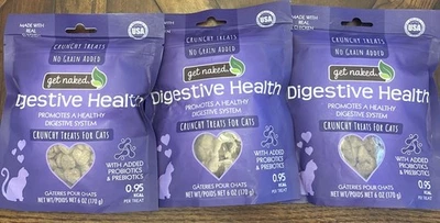 (3 Pack) Get Naked Digestive Health Crunchy Cat Treats 6oz - Chicken Flavor