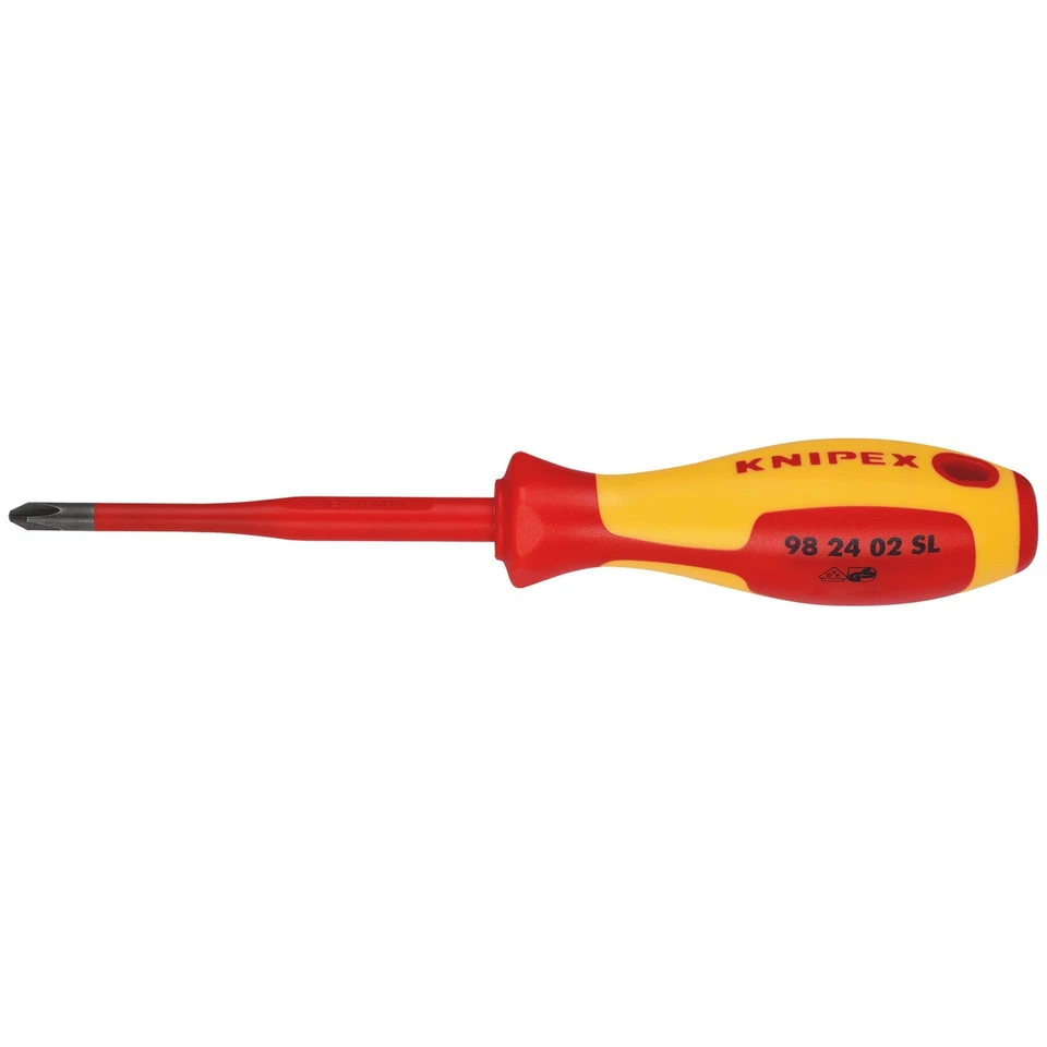 KNIPEX VDE Slim Insulated Phillips Screwdriver PH2x100mm Anti Roll Handle 72453 - Image 1 of 1