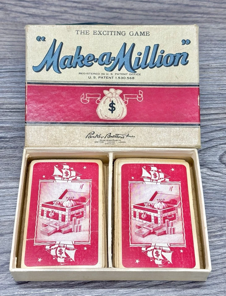 VERY RARE RED EDITION MAKE A MILLION CARD GAME PARKER BROTHERS ROOK CARD 1935! - Image 1 of 4