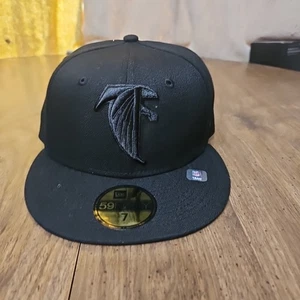 Atlanta Falcons New Era 59Fifty Black On Black Fitted NFL Hat Cap 7 - Picture 1 of 8