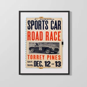 Vintage Racing Poster - Torrey Pines Road Race - California Speed - Picture 1 of 7