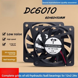 DC6010 ultra-thin 5V fan 12V oil containing ball 24V plant light silent fan 6cm - Afbeelding 1 van 19
